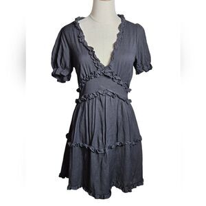 Trixxi Black Ruffled Cottage Whimsigoth Mini Dress